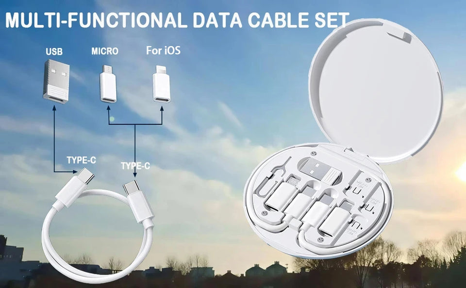 PD 60W Multifunctional Type-C Cable Set High-Speed Charging Kit with Multiple Connectors