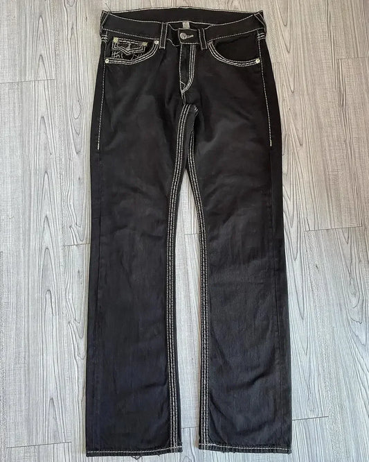 Vintage Hip Hop Street Leisure Denim Pants Buddha Y2k Gothic Fashion Embroidered Straight Leg Wide Leg Jeans Men Clothing