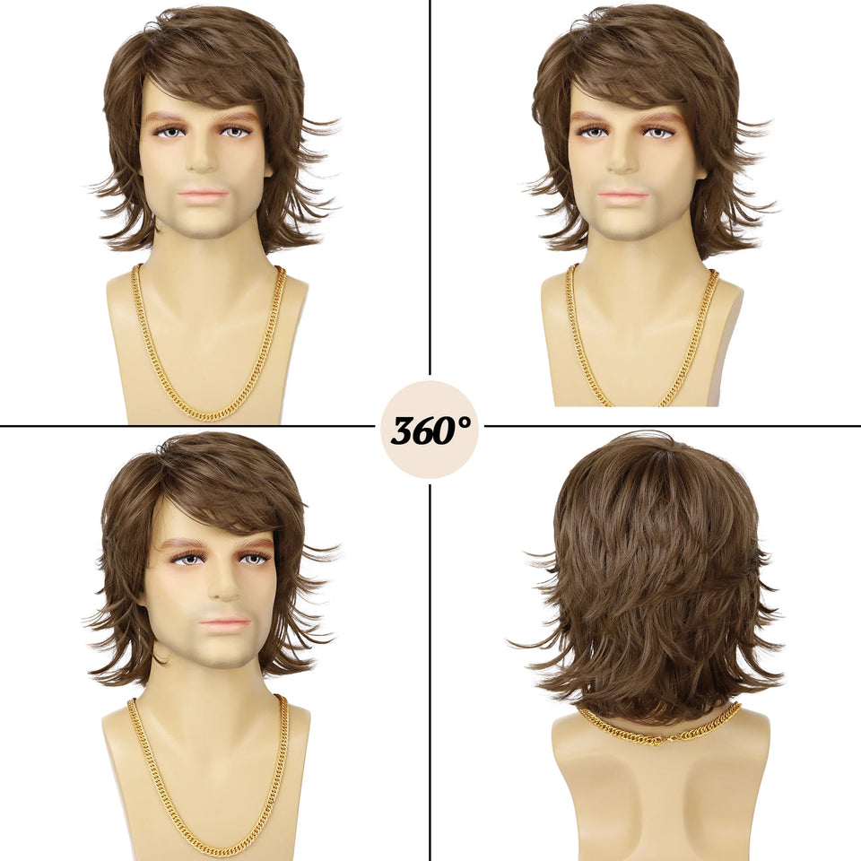 Synthetic Men’s Wig – Short Black Layered, Heat Resistant | شعر مستعار صناعي للرجال – قصير أسود طبقات، مقاوم للحرارة