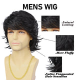 Synthetic Men’s Wig – Short Black Layered, Heat Resistant | شعر مستعار صناعي للرجال – قصير أسود طبقات، مقاوم للحرارة