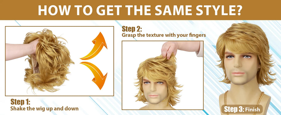 Synthetic Men’s Wig – Short Black Layered, Heat Resistant | شعر مستعار صناعي للرجال – قصير أسود طبقات، مقاوم للحرارة