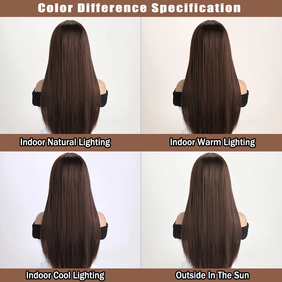 26 Inch Long Straight Synthetic Wig for Women – Fashion, Daily & Party | شعر مستعار صناعي طويل مستقيم 26 بوصة للنساء – أزياء، يومي وحفلات