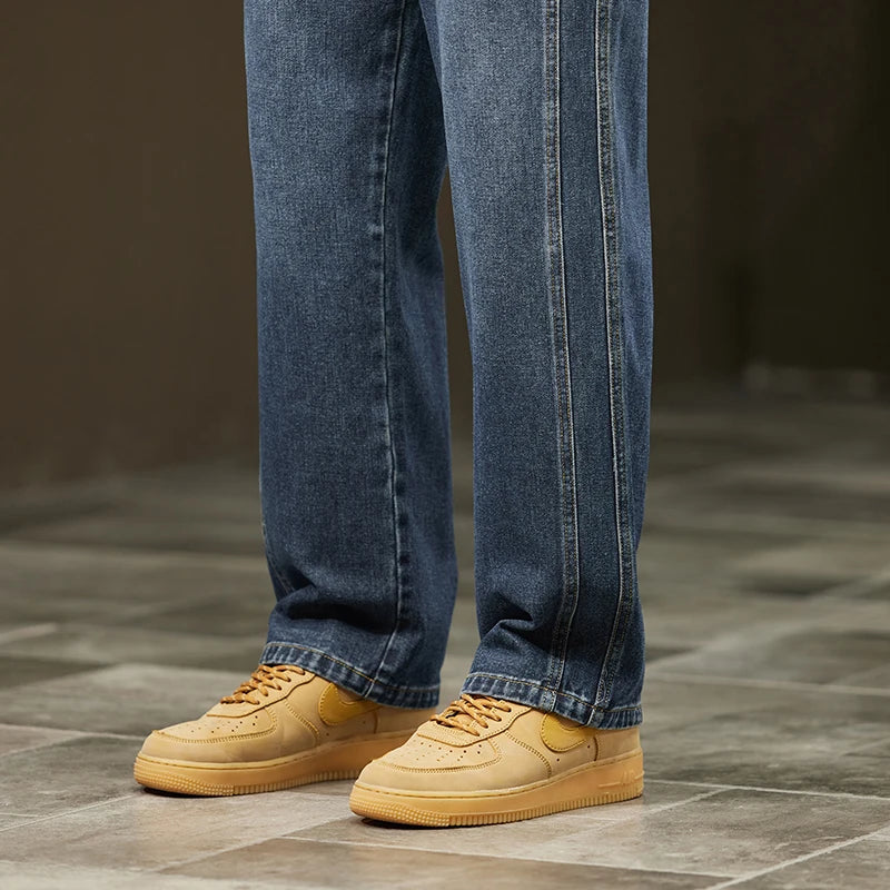 Autumn Winter Men’s Cotton Jeans – Baggy Cargo Denim Pants S-4XL | جينز رجالي من القطن للخريف والشتاء – بنطلون دنيم واسع مع جيوب S-4XL