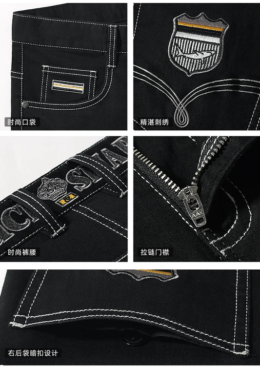 2024 New Summer Mens Black Jeans  Bruce&Shark Best Jeans for Men Loose Fit Cowboy Pants Casual Stretch Cotton  Straight Leg