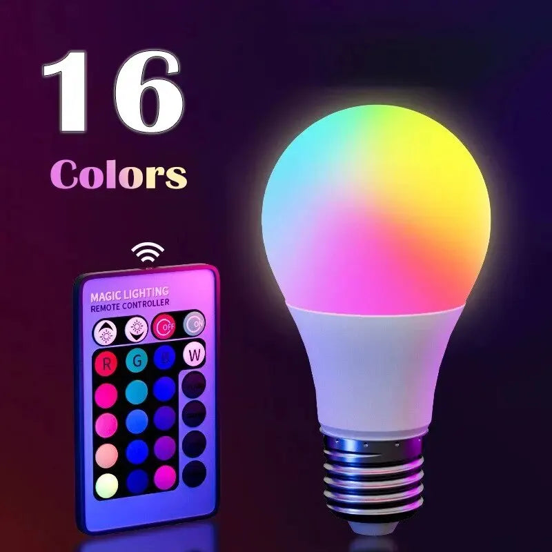 16 Colors RGB LED Bulb with Remote Color-Changing Light Bulb for Mood & Home Decoration