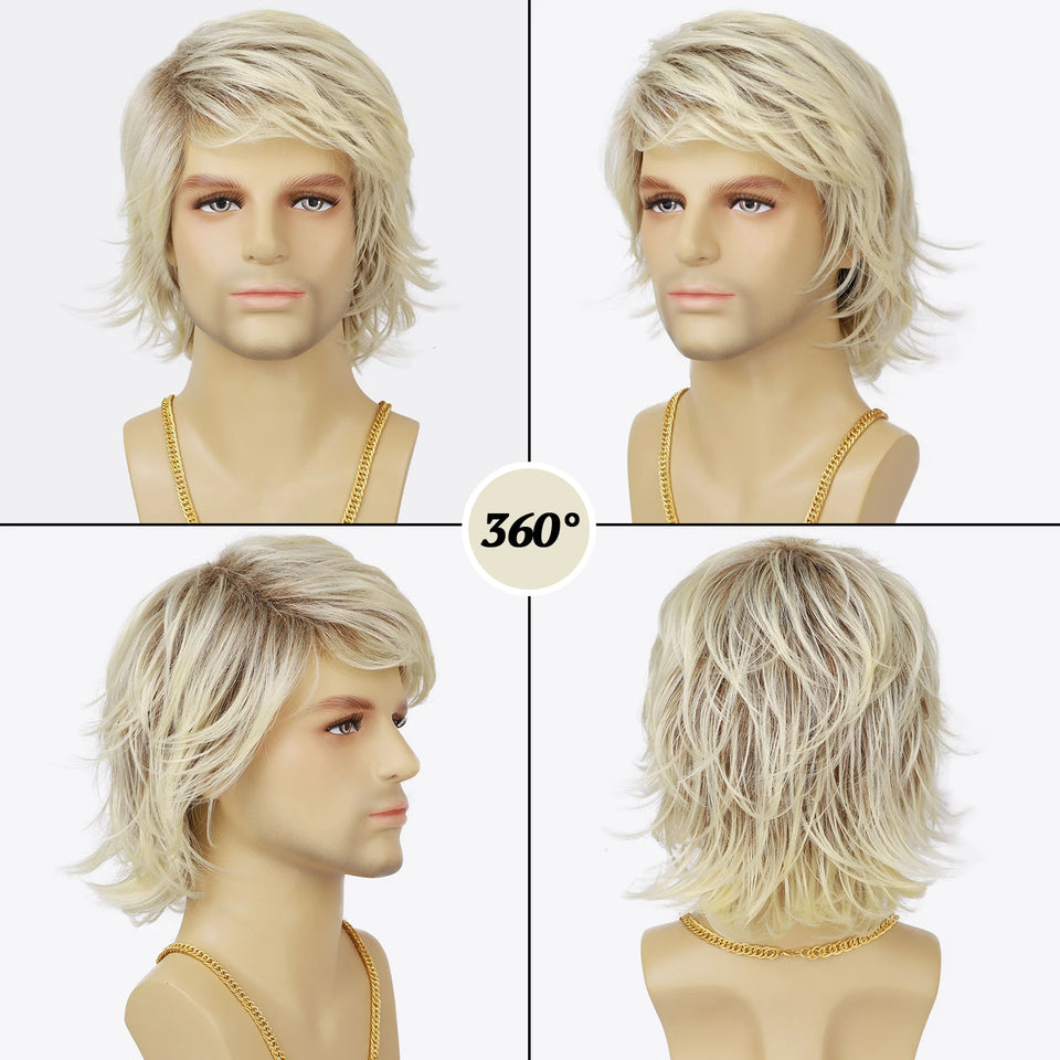 Synthetic Men’s Wig – Short Black Layered, Heat Resistant | شعر مستعار صناعي للرجال – قصير أسود طبقات، مقاوم للحرارة