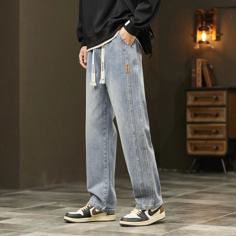 Autumn Winter Men’s Cotton Jeans – Baggy Cargo Denim Pants S-4XL | جينز رجالي من القطن للخريف والشتاء – بنطلون دنيم واسع مع جيوب S-4XL