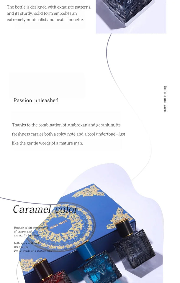 Brand Perfume Cologne Men Perfume 3pcs Spray Flirting Pheromone Lasting Irresistible Temptation Light Fragrance Gentleman Parfum
